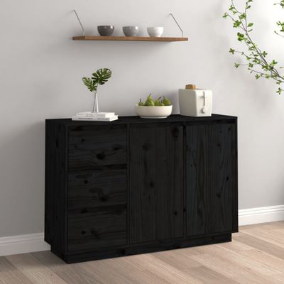 vidaXL Komoda čierna 111x34x75 cm borovicový masív