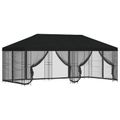 vidaXL Altánok so stenami 6 x 3 m Čierna Polyester a oceľ 190 gsm