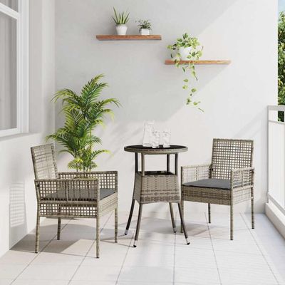 vidaXL Záhradný jedálenský set 3 pcs Sivá polyratan