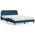 vidaXL Rám postele s čelom Dover modrý 140x190 cm zamat