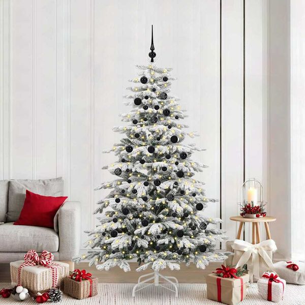 vidaXL Umelý Sklápací Vianočný Stromček Biela 210 cm PE a PVC