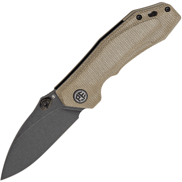 Petrified Fish PFP04KAMDW Havrog vreckový nôž 8 cm, Black Stonewash, khaki, Micarta