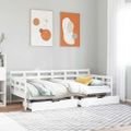 vidaXL Vysúvacia denná posteľ zásuvky biela 90x190 cm masívna borovica