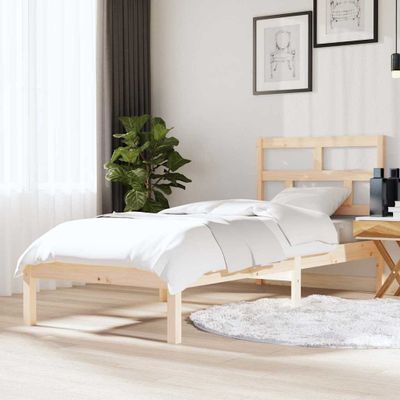 vidaXL Posteľný rám 75x190 cm malé jednolôžko masívne drevo