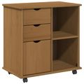 vidaXL Koliesková skriňa 63,5 x 39 x 65,5 cm Masívne borovicové drevo