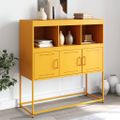 vidaXL Komoda horčicovožltá 100,5x39x107 cm oceľ