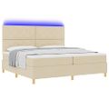 vidaXL LED box s pružinami s čelnou doskou Krémová 200 x 200 cm látka