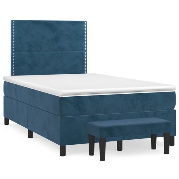 vidaXL Boxspring posteľ s matracom, tmavomodrá 120x190 cm, zamat