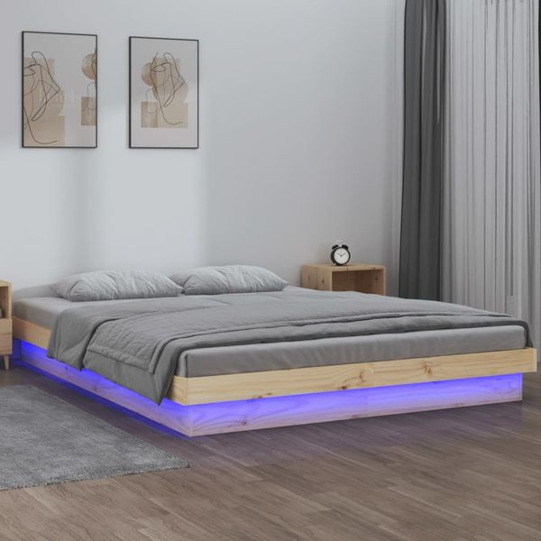 vidaXL Posteľný rám s LED 200x200 cm masívne drevo