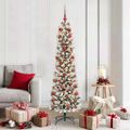 vidaXL Umelý vianočný stromček Biela 180 cm PVC, kov a plast