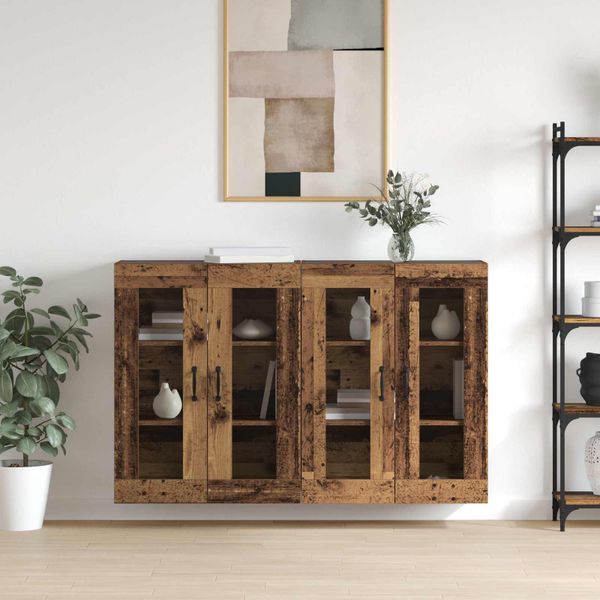 vidaXL Závesné skrinky 2 pcs Staré drevo 69,5 x 34 x 90 cm