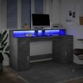 vidaXL Stôl s LED svetlami betónovo sivý 160x55x91 cm kompozitné drevo