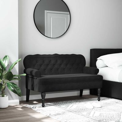 vidaXL Lavica s operadlom čierna 119,5x64,5x75 cm zamatová