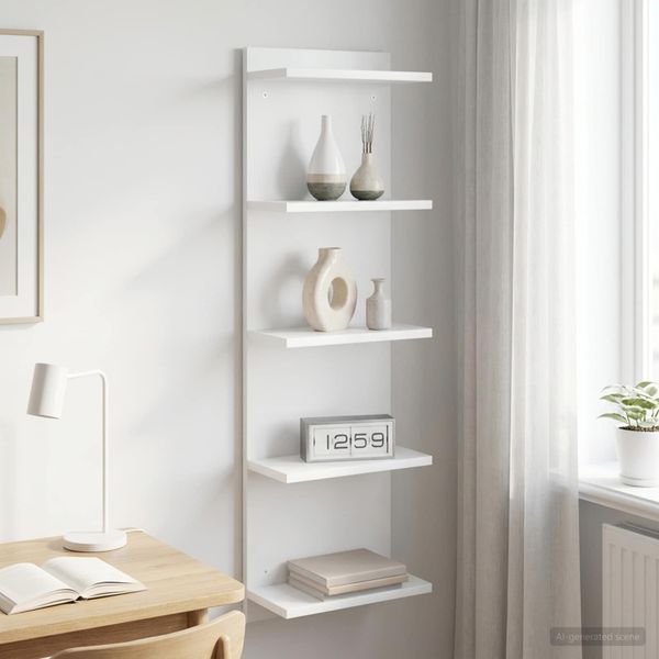 vidaXL Stenná polica Biela 30 x 15 x 100 cm Kompozitné drevo