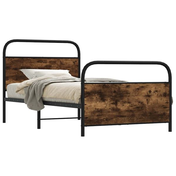 vidaXL Posteľný rám bez matraca 100x190 cm dymový dub kompozitné drevo
