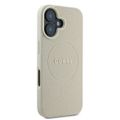 Puzdro Guess GUHMP16SPGHSMME iPhone 16 béžové/béžové tvrdé puzdro Grained Ring MagSafe