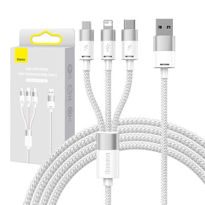 Kábel USB 3v1 Baseus série StarSpeed, USB-C + Micro + Lightning 3,5A, 1,2 m (biely)