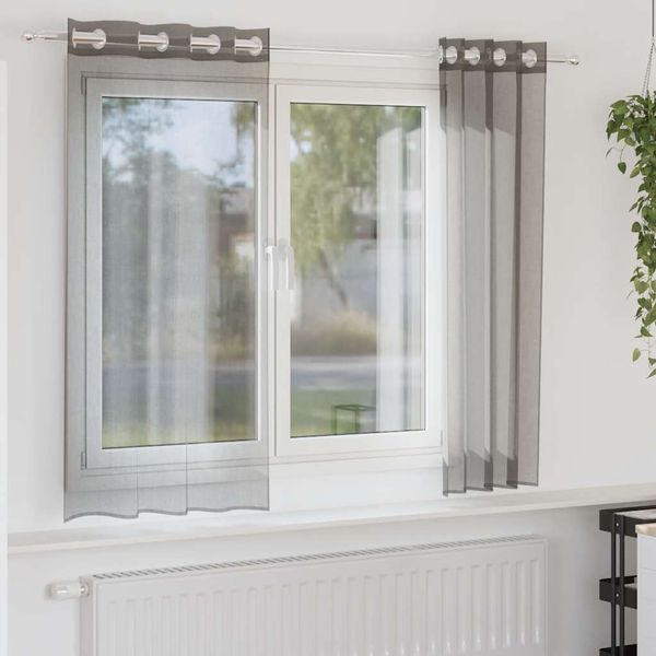 vidaXL Voálové závesy s priechodkami 2 ks tmavosivé 140x175 cm