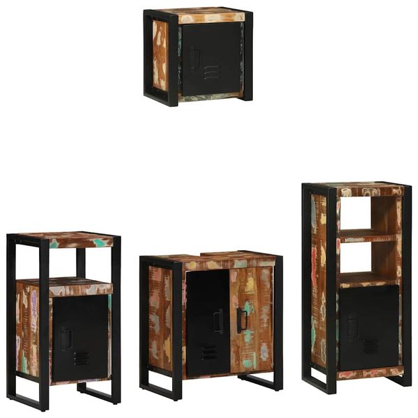 vidaXL Sada kúpeľňového nábytku Nástenný 4 pcs Masívne obnovené drevo