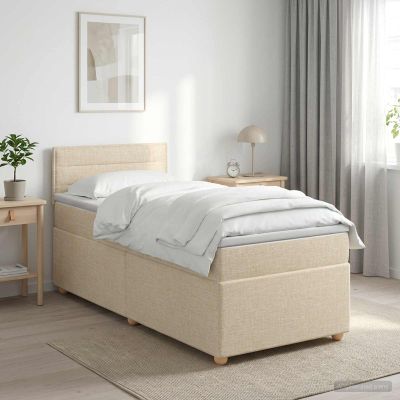 vidaXL Posteľ boxspring s matracom Krémová 100 x 200 cm Látka