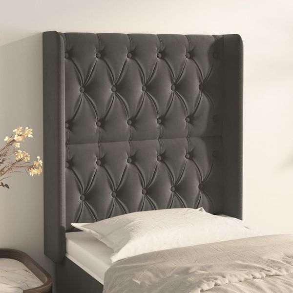 vidaXL Čelo postele so záhybmi tmavosivé 83x16x118/128 cm zamat