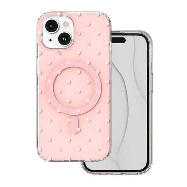 Púzdro Bubble Dots Mag pre iPhone 15 6,1" ružové