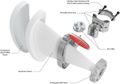 RF elements Asymetrická Horn Wideband anténa, 5/6GHz, 18,5dBi, 45° 90°