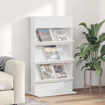 vidaXL Regál na časopisy Biela 70 x 41 x 126 cm Kompozitné drevo