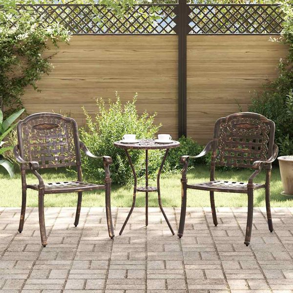 vidaXL Záhradná stolička 2 pcs Bronzová 55 x 56,5 x 91cm Hliník