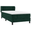 vidaXL Posteľný rám boxsping s matracom tmavozelený 90x200 cm zamat