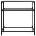 vidaXL Konferenčný stolík s čiernou sklenenou doskou 80x35x81 cm oceľ