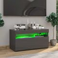 vidaXL TV skrinka s LED svetlami lesklá sivá 75x35x40 cm