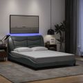 vidaXL Rám postele s LED bez matraca Hvar bledosivý 140x190 cm látka
