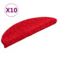 vidaXL Schodové rohože 10 ks 56x17x3 cm červené polkruhové