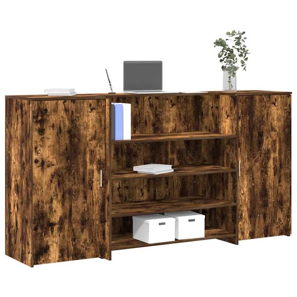 vidaXL Recepčný stôl dymový dub 200x50x103,5 cm kompozitné drevo