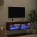 vidaXL Zostava TV skriniek s LED Nástenný Staré drevo 100 x 30 x 30 cm