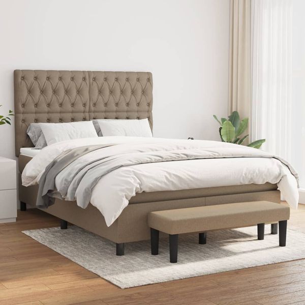 vidaXL Posteľný rám boxspring s matracom sivohned 140x200 cm látka