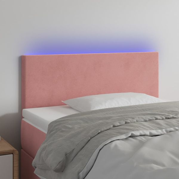 vidaXL Čelo postele s LED ružové 80x5x78/88 cm zamat