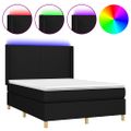 vidaXL Posteľ boxsping s matracom a LED čierna 140x200 cm látka