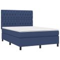 vidaXL Posteľný rám boxspring s matracom modrý 140x200 cm látka