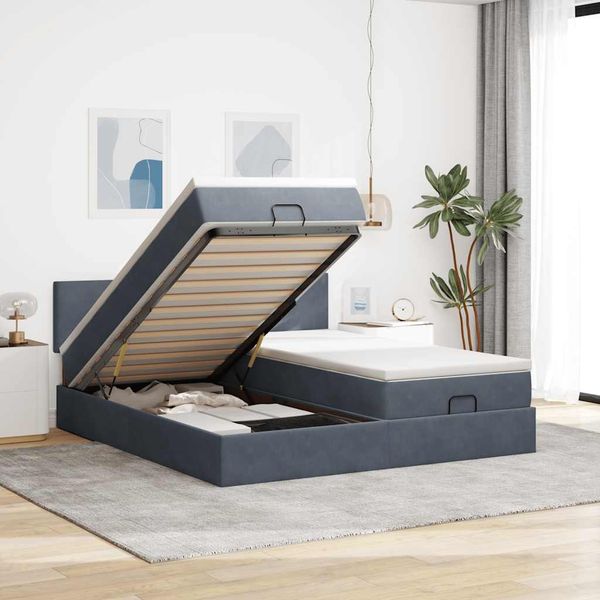 vidaXL Osmanský rám postele s matracmi tmavosivá 200x200 cm zamat