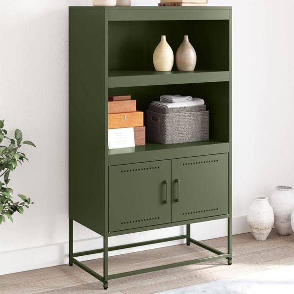 vidaXL Vysoká skrinka olivovozelená 68,5x38,5x123,5 cm oceľ