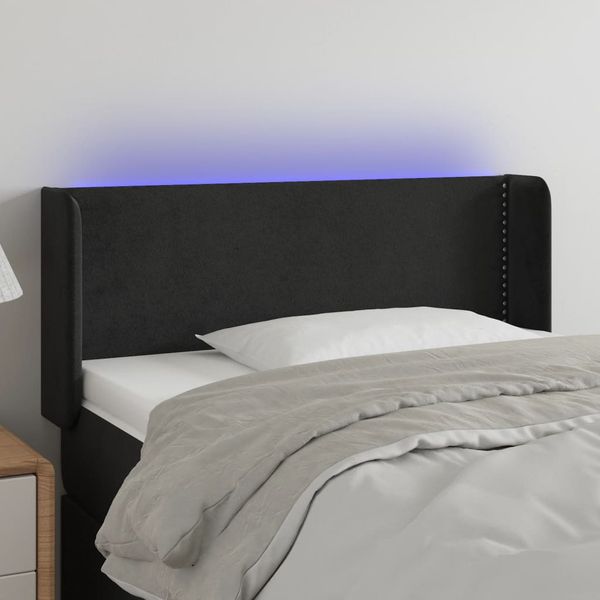 vidaXL Čelo postele s LED čierne 103x16x78/88 cm zamat