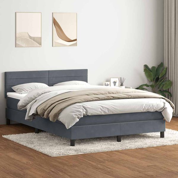 vidaXL Posteľný rám boxspring s matracom tmavosivý 160x210 cm zamat