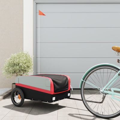 vidaXL Vozík za bicykel, čierno červený 30 kg, železo