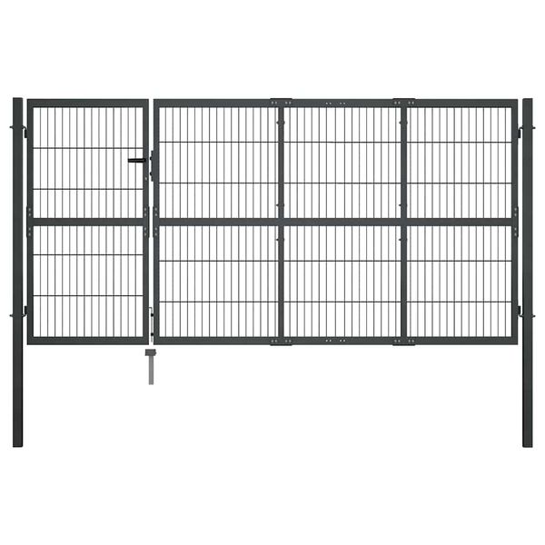 vidaXL Záhradná brána so stĺpikmi oceľová 350x120 cm antracitová
