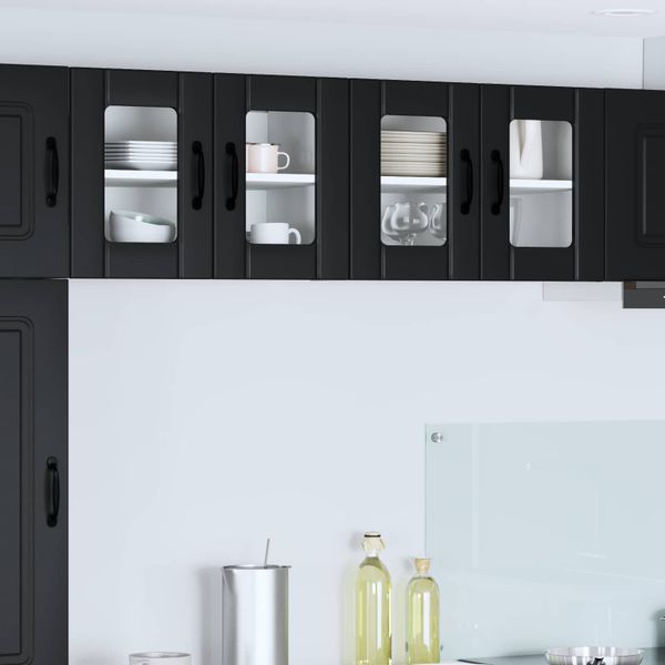 vidaXL Nástenný sklenený kabinet LUCCA 2 pcs Čierna 60 x 31 x 40 cm
