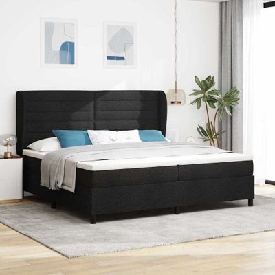 vidaXL Posteľ s pružinovým rámom s matracmi Čierna 200 x 200 cm látka