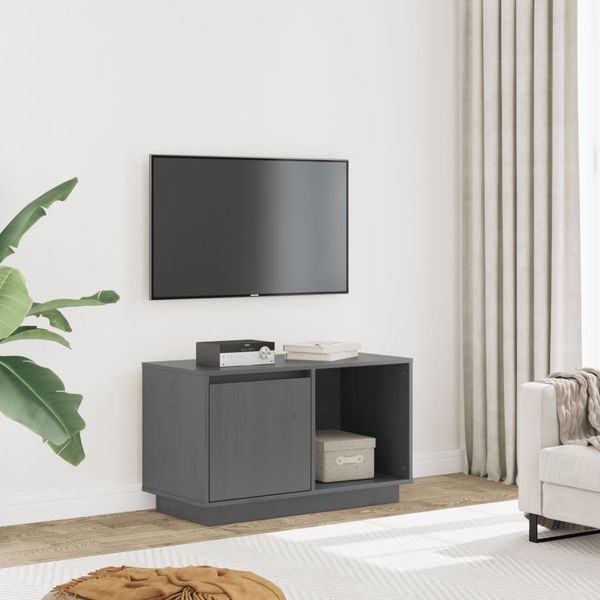 vidaXL TV skrinka sivá 74x35x44 cm masívna borovica