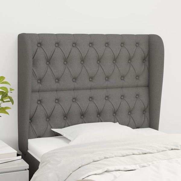 vidaXL Čelo postele so záhybmi tmavosivé 93 x 23 x 118/128 cm látka